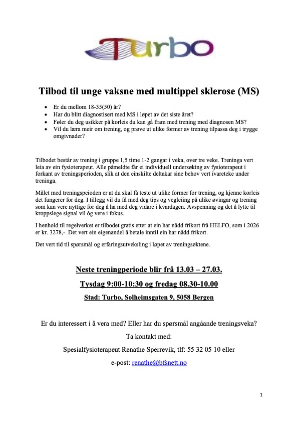 Artikkelbilde til artikkelen Tilbod til unge vaksne med multippel sklerose